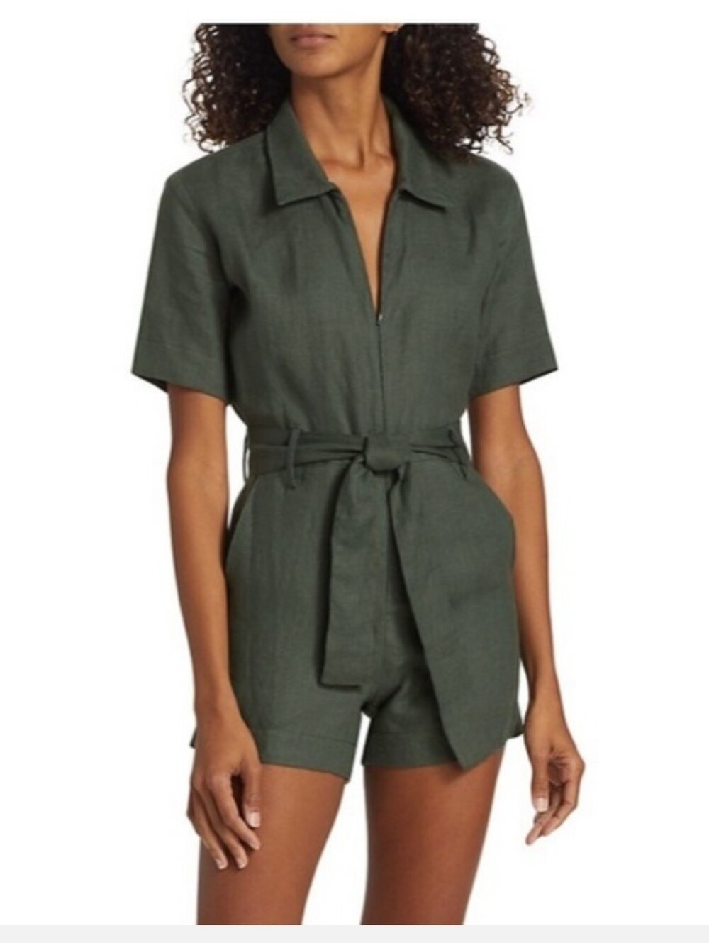 Rivet Utility Influencer Belted Utility Romper Sz M Jungle Green